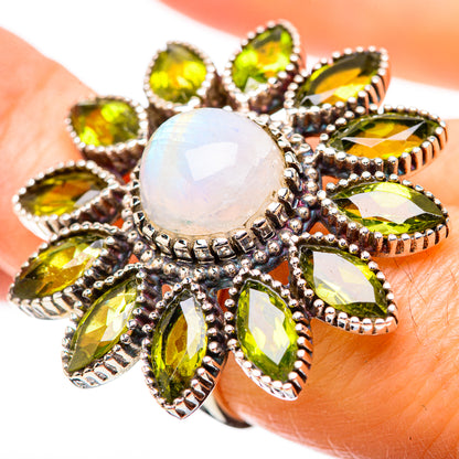 Rainbow Moonstone Rings handcrafted by Ana Silver Co - RING131447