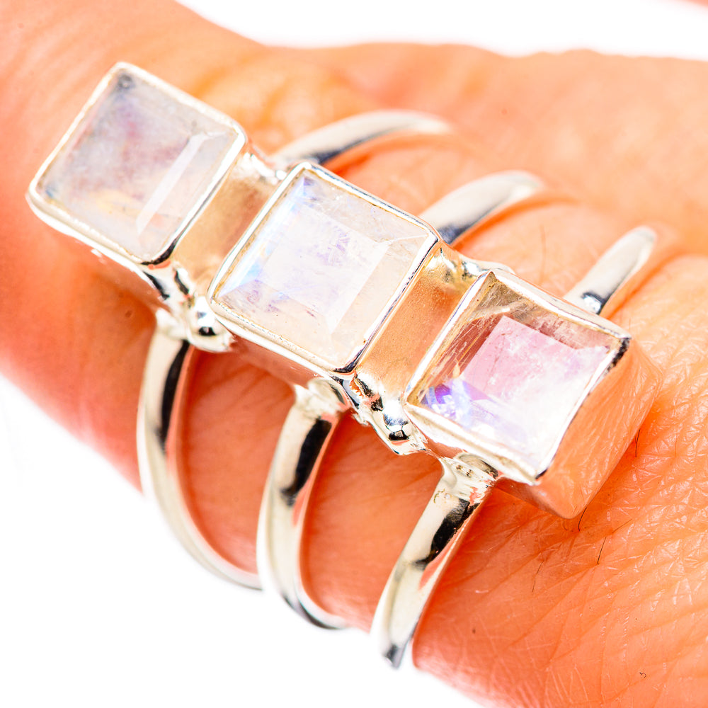 Rainbow Moonstone Rings handcrafted by Ana Silver Co - RING131499