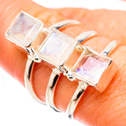 Rainbow Moonstone Rings handcrafted by Ana Silver Co - RING131499