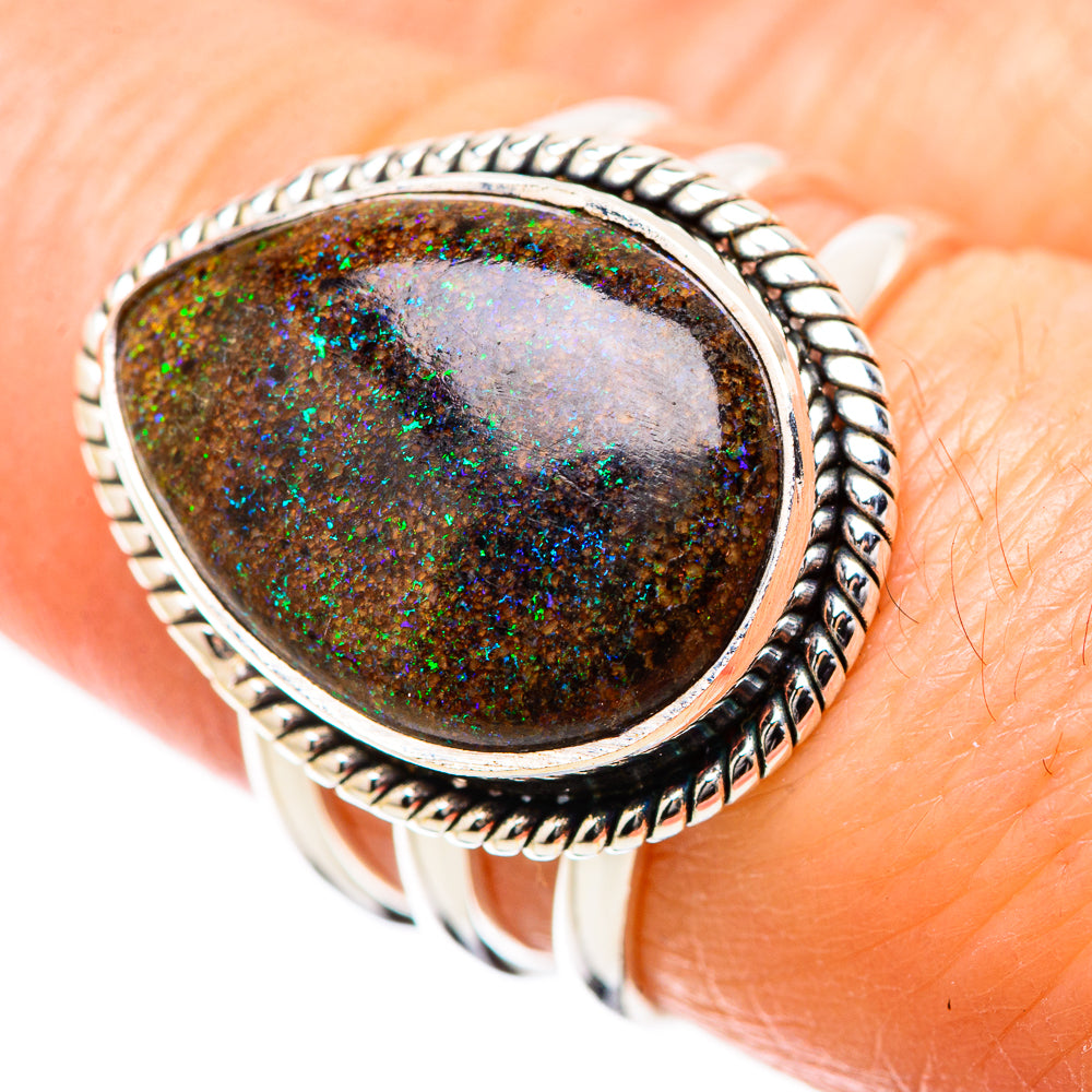 Andamooka Opal Rings handcrafted by Ana Silver Co - RING131501