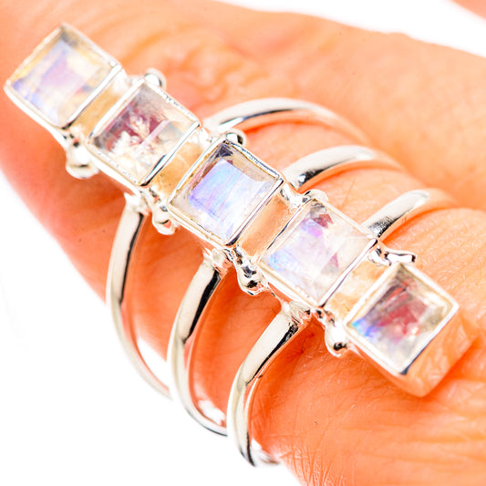 Rainbow Moonstone Rings handcrafted by Ana Silver Co - RING131518