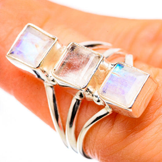Rainbow Moonstone Rings handcrafted by Ana Silver Co - RING131555