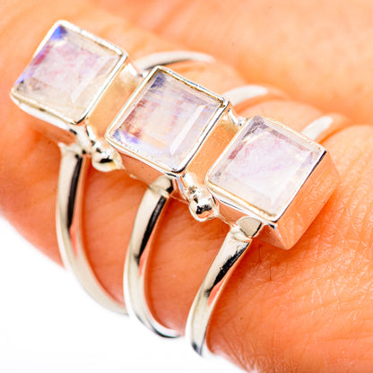 Rainbow Moonstone Rings handcrafted by Ana Silver Co - RING131556