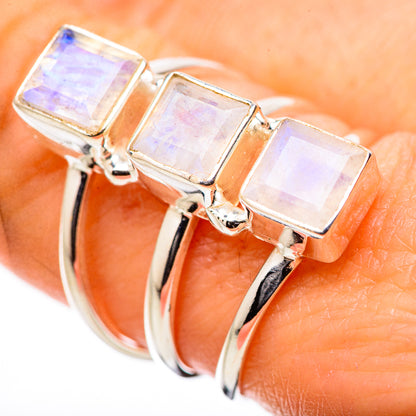 Rainbow Moonstone Rings handcrafted by Ana Silver Co - RING131568