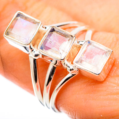 Rainbow Moonstone Rings handcrafted by Ana Silver Co - RING131569
