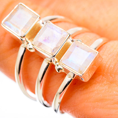 Rainbow Moonstone Rings handcrafted by Ana Silver Co - RING131584