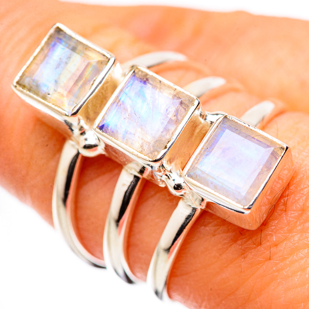 Rainbow Moonstone Rings handcrafted by Ana Silver Co - RING131597
