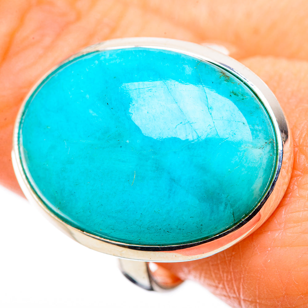 Oval turquoise amazonite gemstone bezel set in sterling silver ring