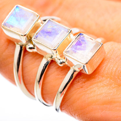 Rainbow Moonstone Rings handcrafted by Ana Silver Co - RING131616