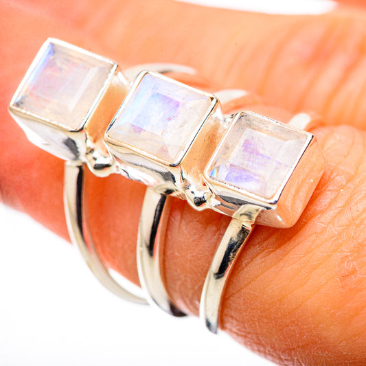 Rainbow Moonstone Rings handcrafted by Ana Silver Co - RING131622