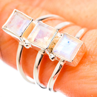 Rainbow Moonstone Rings handcrafted by Ana Silver Co - RING131623