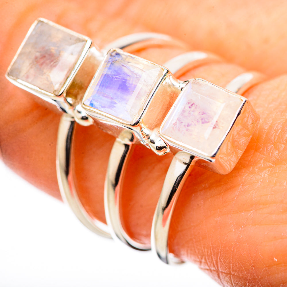 Rainbow Moonstone Rings handcrafted by Ana Silver Co - RING131629