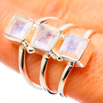 Rainbow Moonstone Rings handcrafted by Ana Silver Co - RING131632