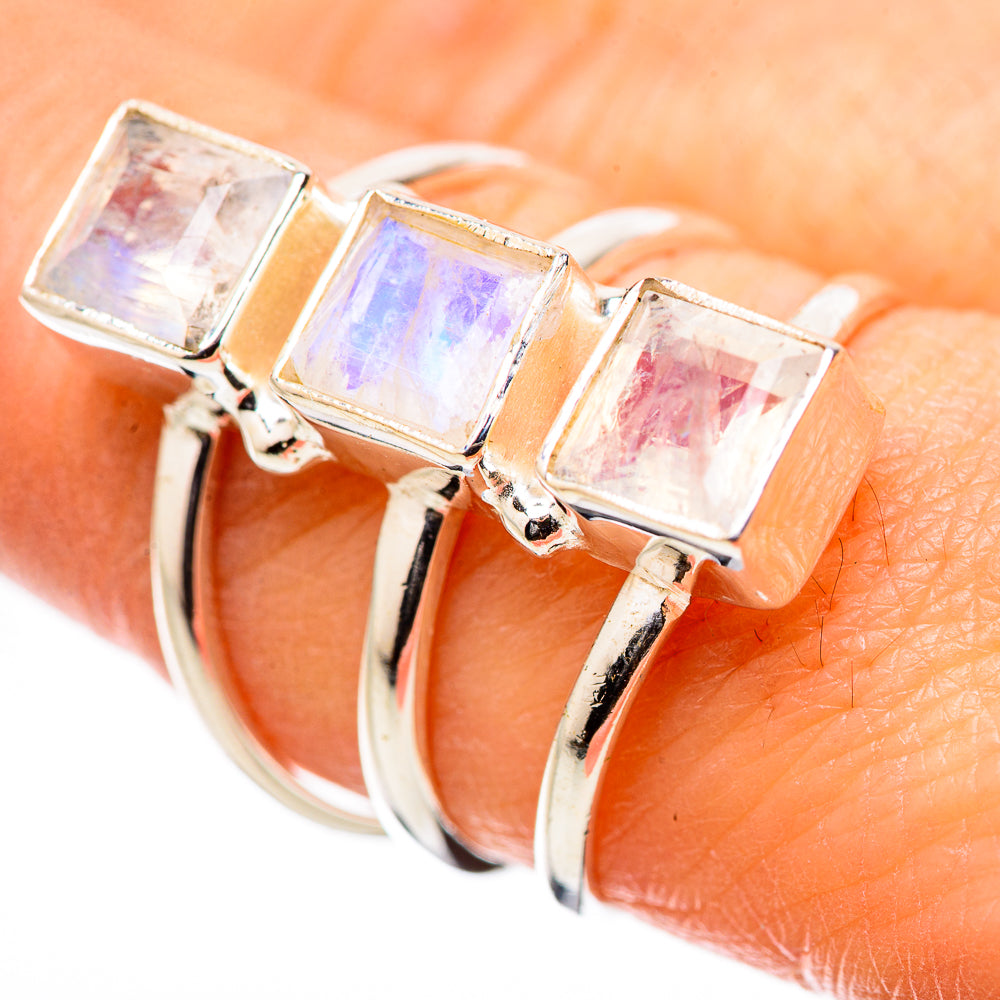 Rainbow Moonstone Rings handcrafted by Ana Silver Co - RING131635