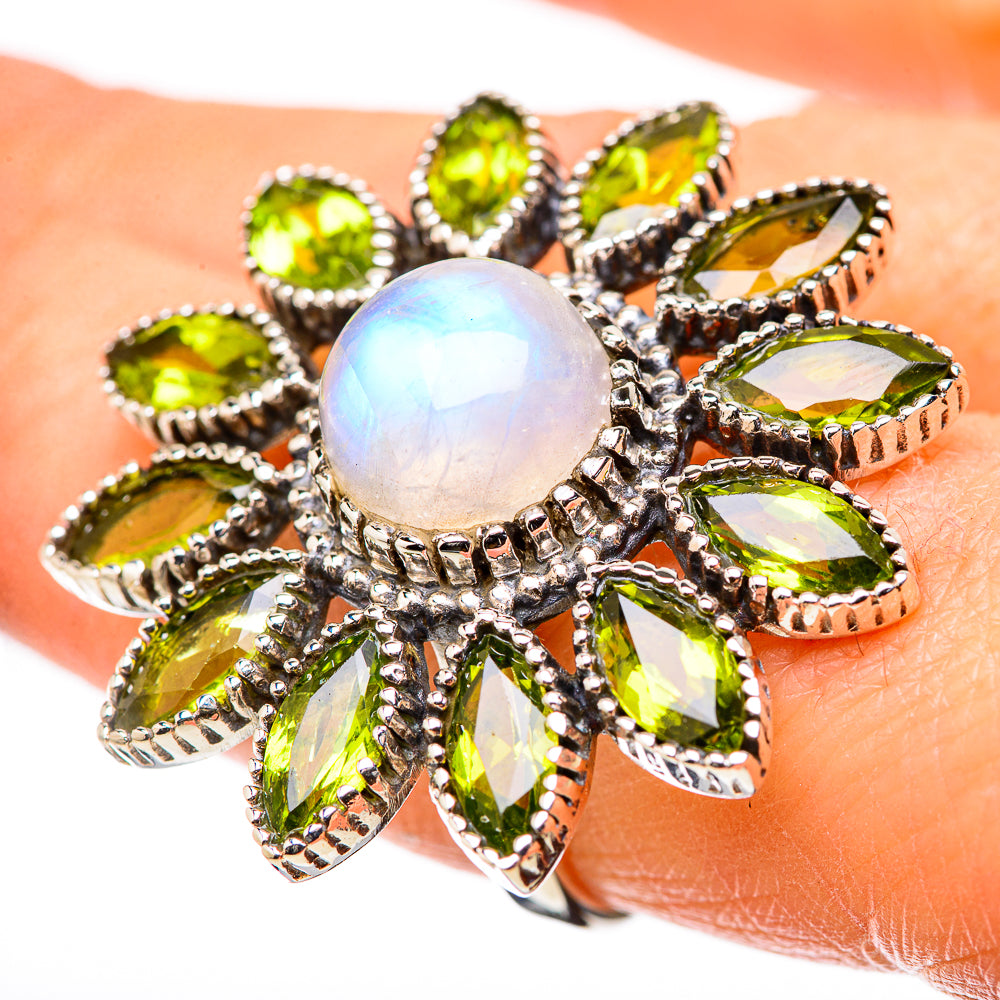 Rainbow Moonstone Rings handcrafted by Ana Silver Co - RING131649