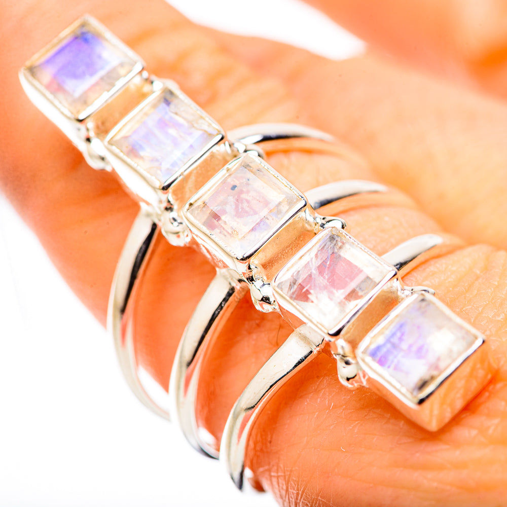 Rainbow Moonstone Rings handcrafted by Ana Silver Co - RING131658