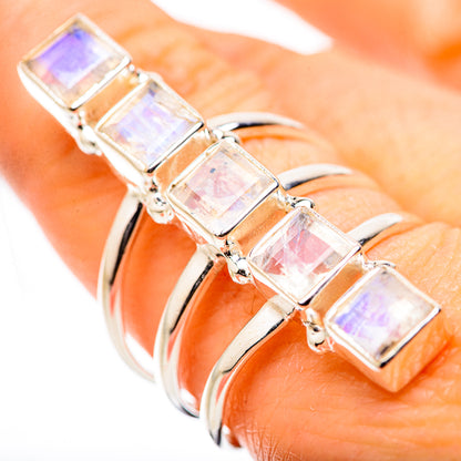 Rainbow Moonstone Rings handcrafted by Ana Silver Co - RING131658