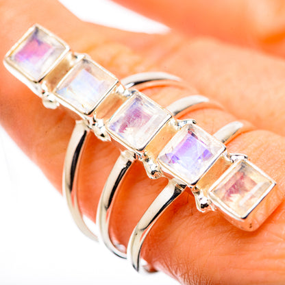 Rainbow Moonstone Rings handcrafted by Ana Silver Co - RING131679