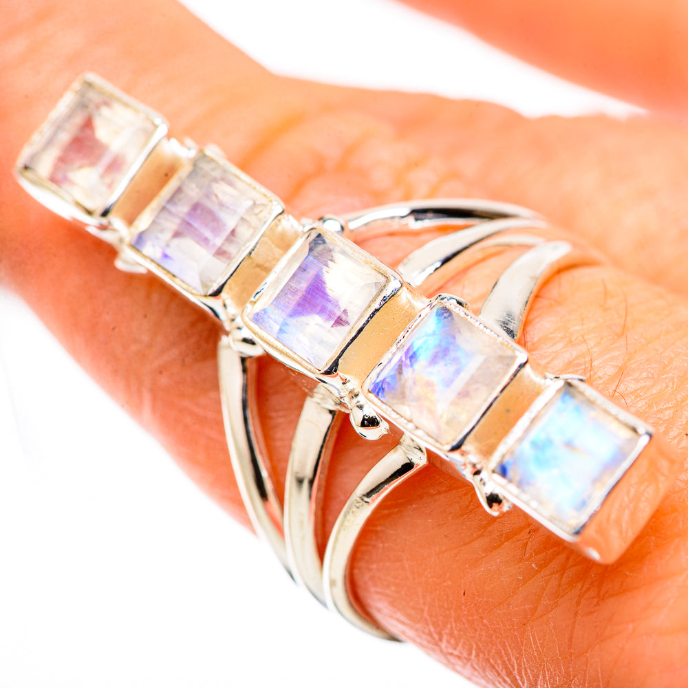 Rainbow Moonstone Rings handcrafted by Ana Silver Co - RING131697