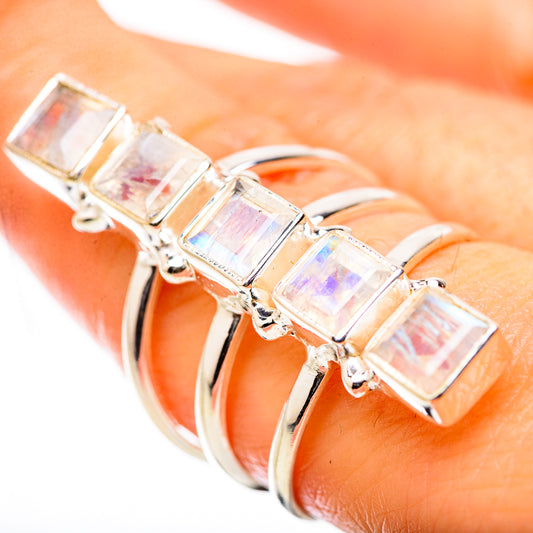 Rainbow Moonstone Rings handcrafted by Ana Silver Co - RING131698