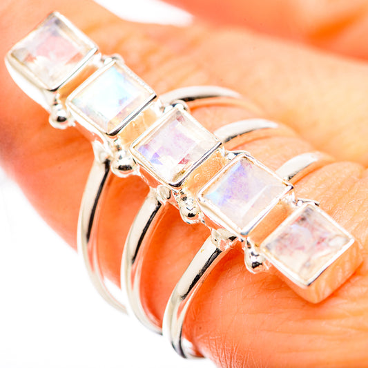 Rainbow Moonstone Rings handcrafted by Ana Silver Co - RING131715