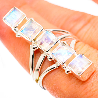 Rainbow Moonstone Rings handcrafted by Ana Silver Co - RING131731
