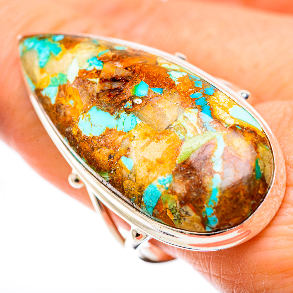 Kingman Mohave Turquoise Rings handcrafted by Ana Silver Co - RING131744