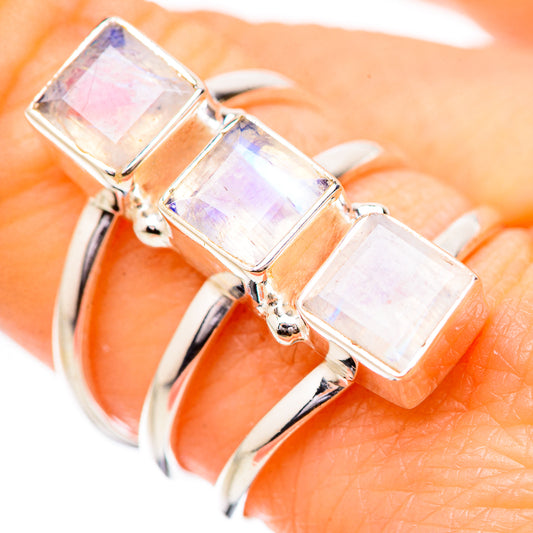 Rainbow Moonstone Rings handcrafted by Ana Silver Co - RING131758