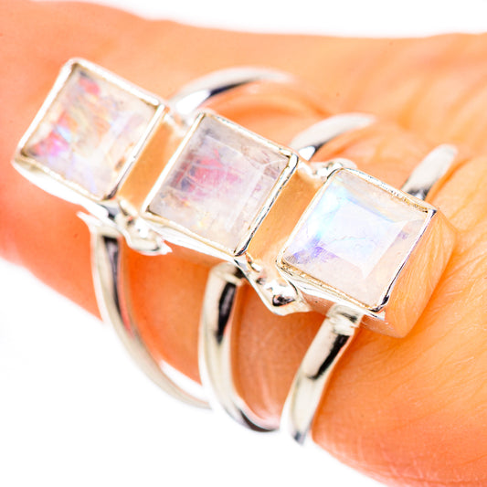 Rainbow Moonstone Rings handcrafted by Ana Silver Co - RING131773