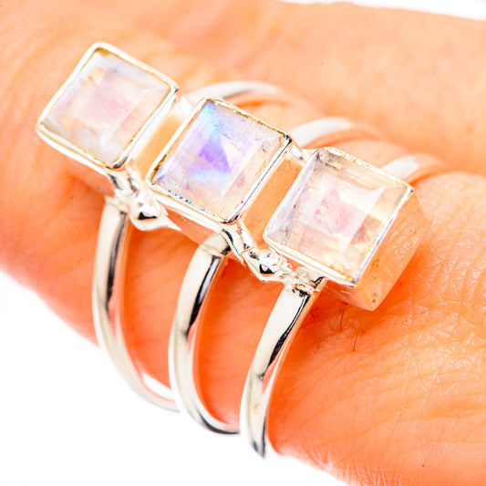 Rainbow Moosntone Rings handcrafted by Ana Silver Co - RING131787