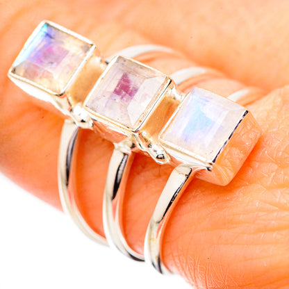 Rainbow Moonstone Rings handcrafted by Ana Silver Co - RING131825