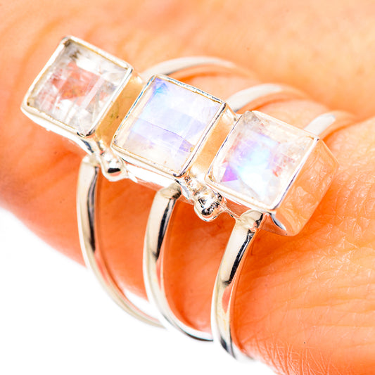 Rainbow Moonstone Rings handcrafted by Ana Silver Co - RING131834