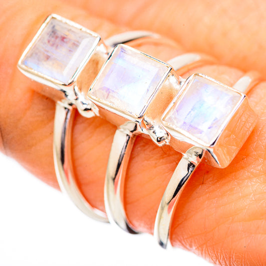 Rainbow Moonstone Rings handcrafted by Ana Silver Co - RING131843