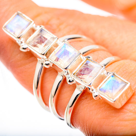 Rianbow Moonstone Rings handcrafted by Ana Silver Co - RING131845
