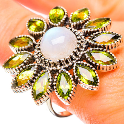 Rainbow Moonstone Rings handcrafted by Ana Silver Co - RING131863
