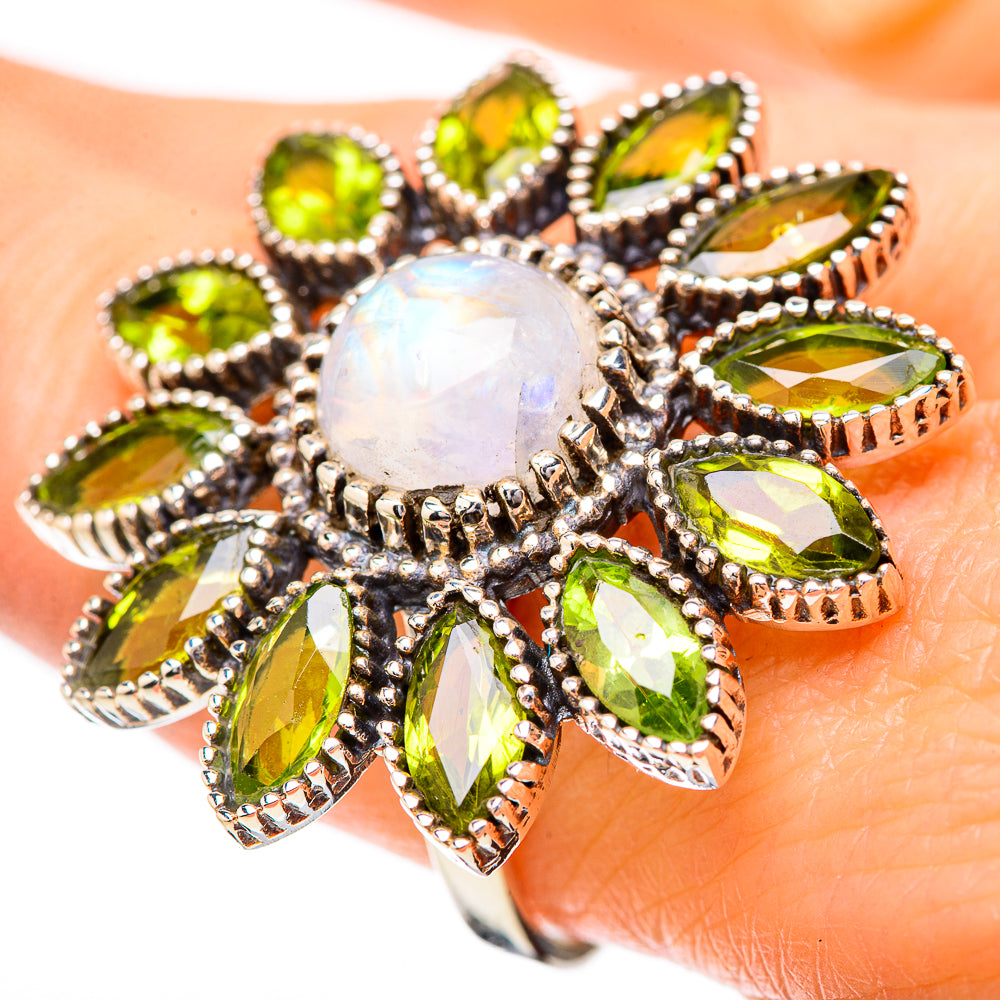 Rainbow Moonstone Rings handcrafted by Ana Silver Co - RING131883