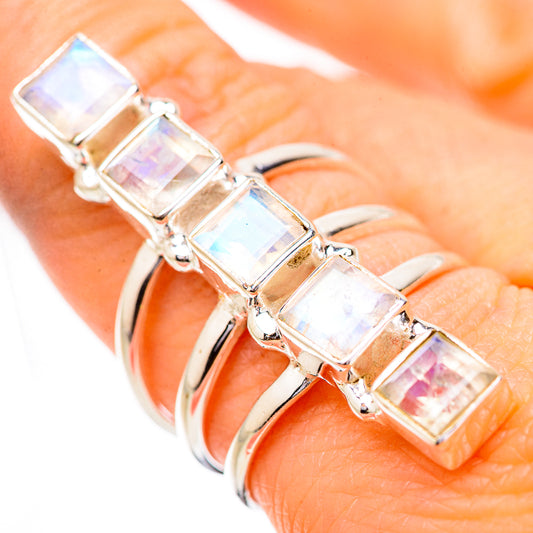 Rainbow Moonstone Rings handcrafted by Ana Silver Co - RING131887