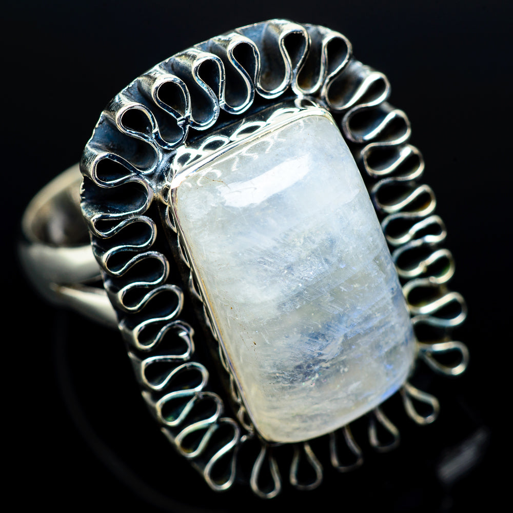 Rainbow Moonstone Rings handcrafted by Ana Silver Co - RING13191