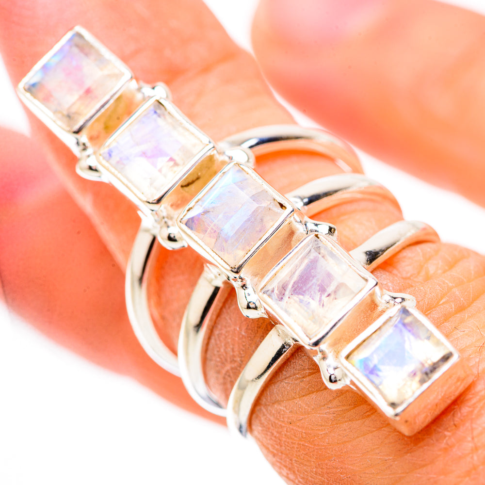 Rainbow Moonstone Rings handcrafted by Ana Silver Co - RING131926