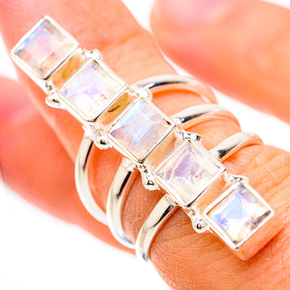 Rainbow Moonstone Rings handcrafted by Ana Silver Co - RING131926