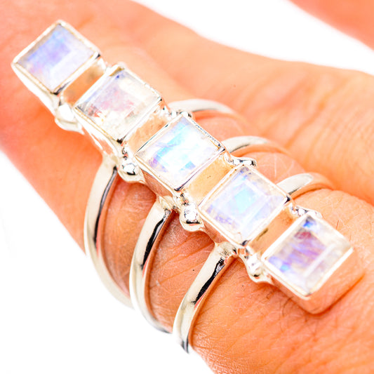 Rainbow Moonstone Rings handcrafted by Ana Silver Co - RING131943