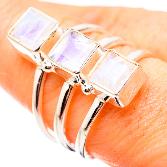 Rainbow Moonstone Rings handcrafted by Ana Silver Co - RING131962