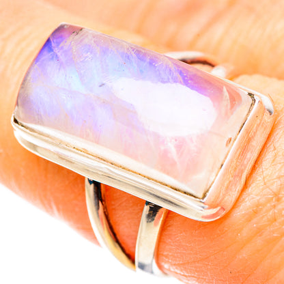Rainbow Moonstone Rings handcrafted by Ana Silver Co - RING131965