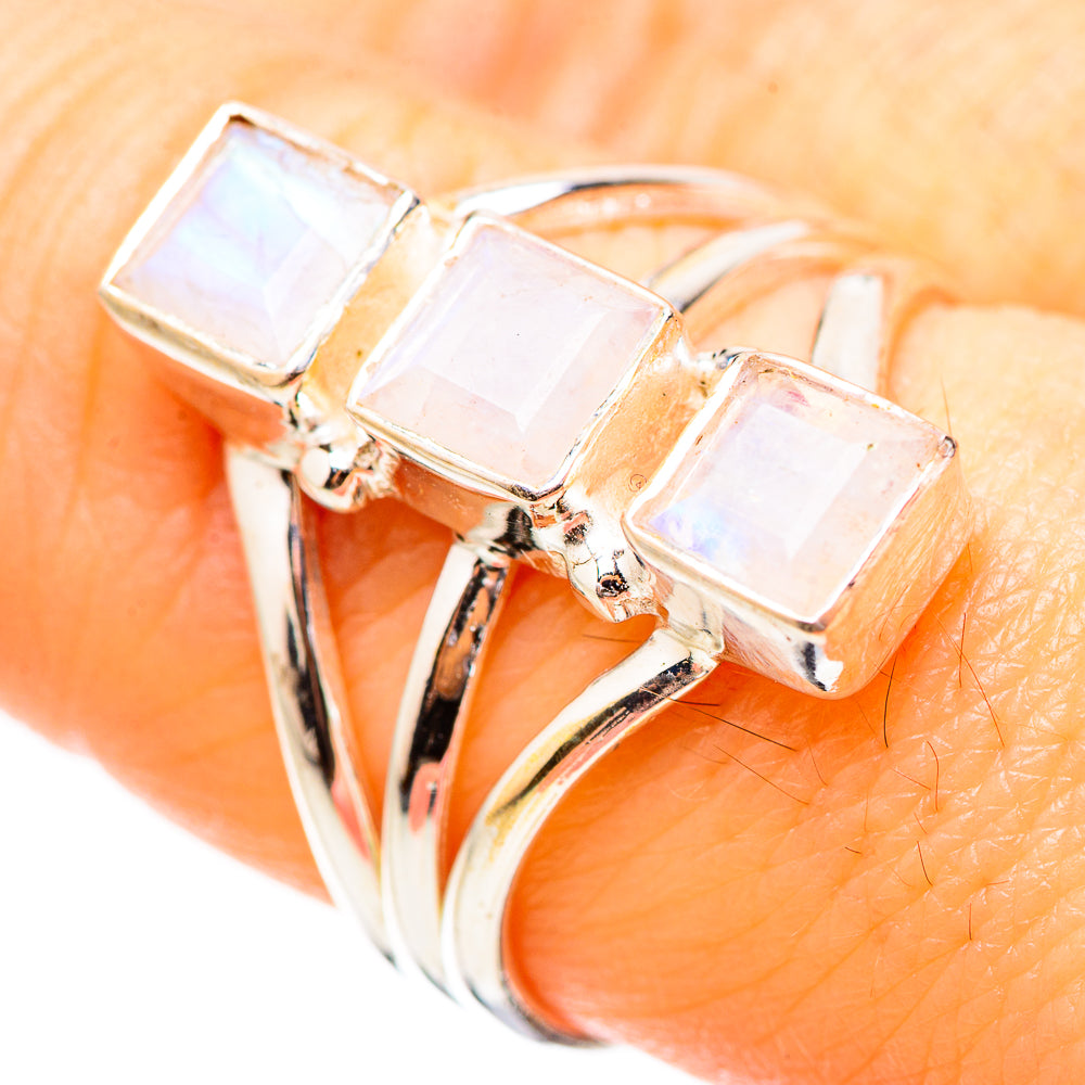 Rainbow Moonstone Rings handcrafted by Ana Silver Co - RING131966
