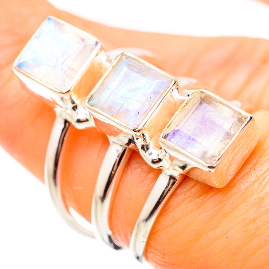 Rainbow Moonstone Rings handcrafted by Ana Silver Co - RING131981