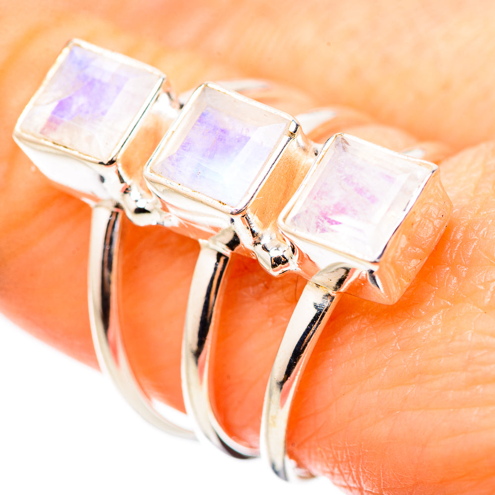 Rainbow Moonstone Rings handcrafted by Ana Silver Co - RING131996