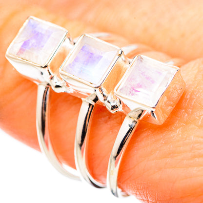 Rainbow Moonstone Rings handcrafted by Ana Silver Co - RING131996
