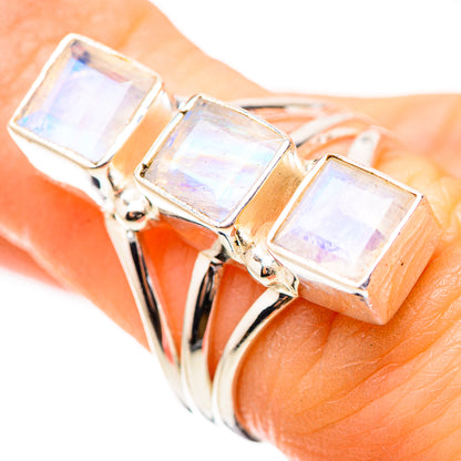 Rainbow Moonstone Rings handcrafted by Ana Silver Co - RING132008