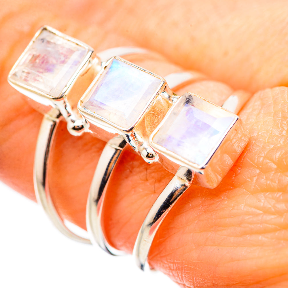 Rainbow Moonstone Rings handcrafted by Ana Silver Co - RING132009