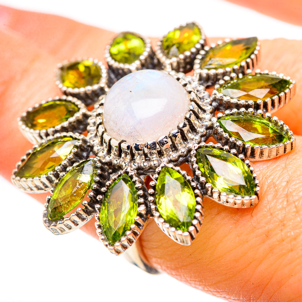 Rainbow Moonstone Rings handcrafted by Ana Silver Co - RING132062